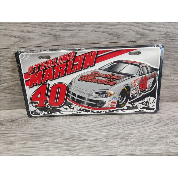 Sterling Marlin Metal License Plate 40 Dodge NASCAR New Sealed Packing Racing - Picture 1 of 3